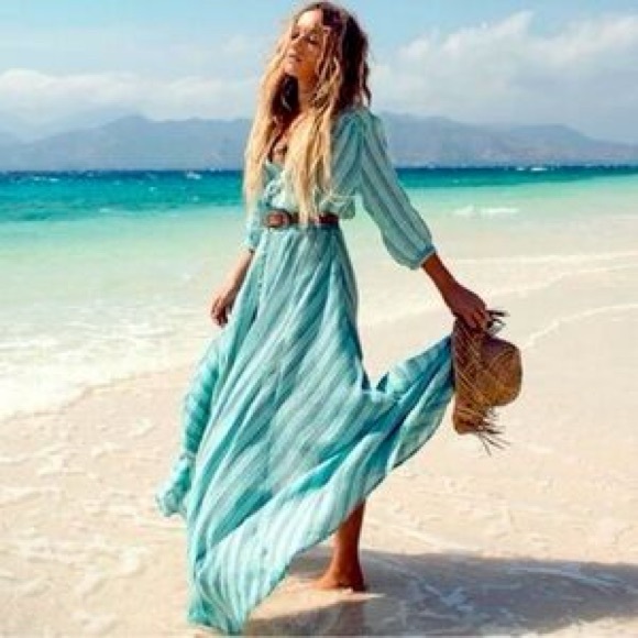 Like New Spell & the Gypsy Peyote Gown in Turquoise, Medium - Picture 2 of 6